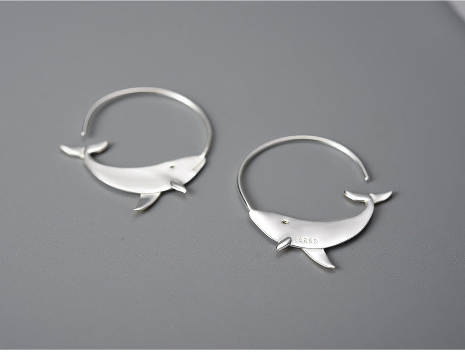 Whale Round Hoop Earrings
