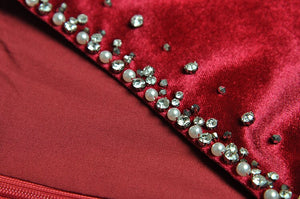 Isabetta V-Neck Long Sleeve Crystal Beading Vintage Party  Dress