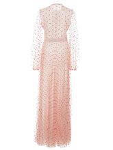 Load image into Gallery viewer, Margaux Dot Lace-up Mesh Spliced Lantern Sleeve Dress