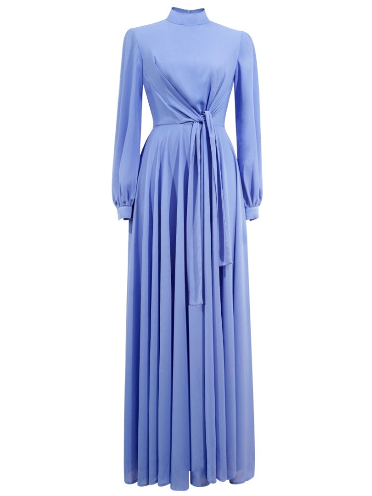 Harley Stand Neck Lantern Sleeve Midi Dress – VanillaStyle