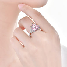 Load image into Gallery viewer, Heart Shaped  925 Sterling Silver Fashion Heart Shaped Zircon Gemstone  Pink Diamond Ring