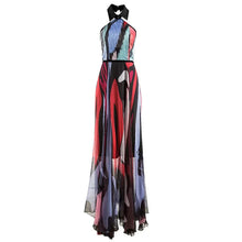 Load image into Gallery viewer, Frances Multicolor Striped Print Irregular Sexy Backless Dress