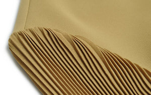 Ligia Peter pan Collar Folds Lantern Sleeve Belt Solid Office Lady Midi Dress