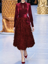 Load image into Gallery viewer, Ivy Lantern Sleeve lace-up Patchwork Tassel Elegant Dress