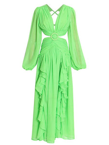 Morgan Green Hollow Out Design Backlace Lace Dress