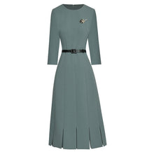 Load image into Gallery viewer, Aitana Three Quarter Sleeve Luxury Brooch Sashes Solid Casual Dress