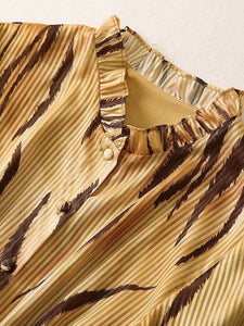 Annie Lantern Sleeve Single Breasted Vintage Print Dress