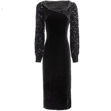 Load image into Gallery viewer, Chloe Square Collar Lantern Long Sleeve Sequins Dress