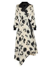 Load image into Gallery viewer, Nabila Notched Long sleeve Belted Flower Print Asymmetrical Dress
