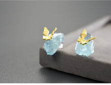 Load image into Gallery viewer, Butterfly Stud Earrings with Stones 925 Sterling Silver Luxury Jewelry