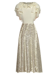 Rosalie Lace Sequins Spliced Ruffles Evening Dress