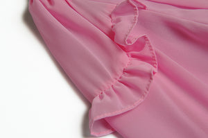 Yara Lantern Sleeve Ruffles Lace Splicing Solid  Maxi Dress