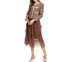 Load image into Gallery viewer, Aero Long sleeve Coat Top and Elastic Waist Mesh Skirt Two Piece Set