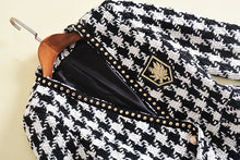 Load image into Gallery viewer, Long Sleeve  Embroidery Rivet Hounds-tooth Plaid Jacket Outer Coat