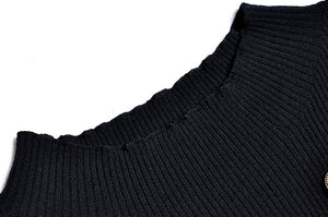 Mila Two Piece Set Black Crop Knitted Top & Sheer Mesh Skirt Set