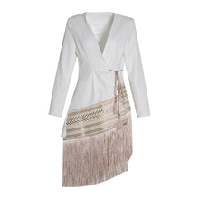 Load image into Gallery viewer, Loose Fit Spliced Contrast Color Tassel Jacket