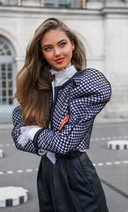 Ruched Plaid Jackets