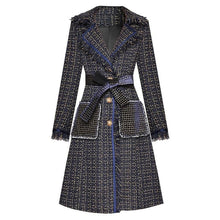 Load image into Gallery viewer, Single-breasted Tassel Plaid Overcoat