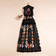 Load image into Gallery viewer, Dots Lace Print Applique Retro Casual Long Dress