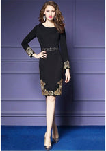 Load image into Gallery viewer, Luxury Embroidery  Office Pencil Robe Femme Retro Vintage Dress