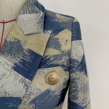 Load image into Gallery viewer, Double Breasted Color Block Jacquard Blazer