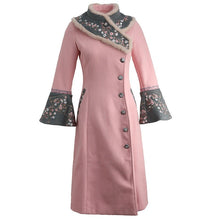 Load image into Gallery viewer, Rabbit fur collar Long sleeve Embroidery Elegant overcoat