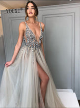 Load image into Gallery viewer, Beading Prom Long Slit Dress