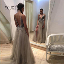 Load image into Gallery viewer, Beading Prom Long Slit Dress