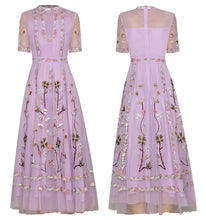 Load image into Gallery viewer, Sofia Short Sleeve Mesh Flowers Embroidery Vintage Dresses