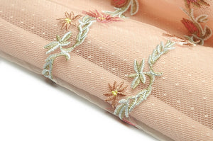 Sofia Short Sleeve Mesh Flowers Embroidery Vintage Dresses