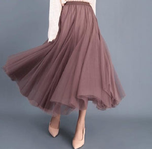 3 Layers Princess Tulle Mesh Pleated Skirt