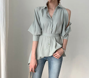 Hollow Out Off Shoulder Fashion Shirts
