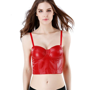 Leather Bralette Cropped Tops