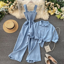 Load image into Gallery viewer, Jade Two Pieces Set - Loose Short Sunscreen Jacket + Suspending Romper