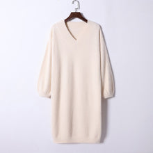 Load image into Gallery viewer, V Neck Long Sleeve Sweater Dress