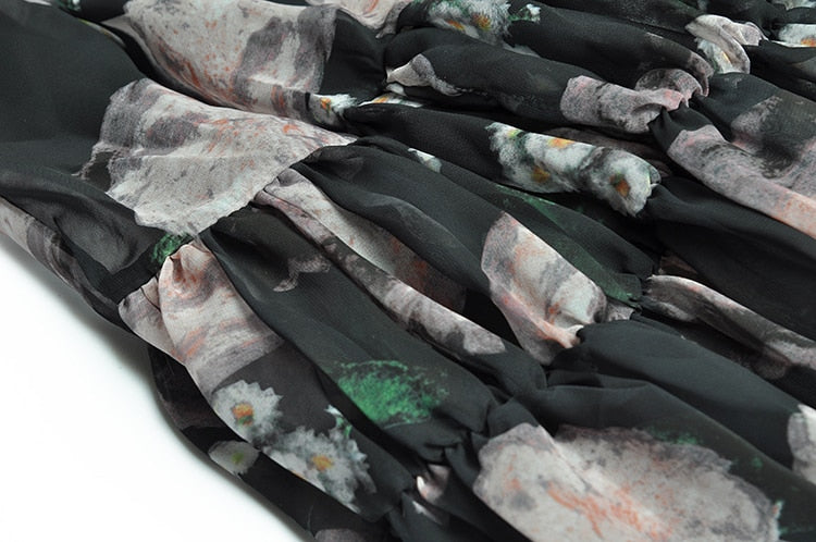 Luna V-neck Ruched Long sleeve Floral-Print Dresses