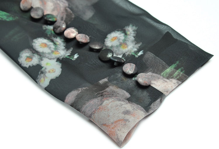 Luna V-neck Ruched Long sleeve Floral-Print Dresses