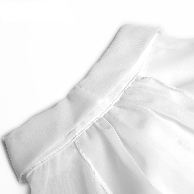 طقم قميص بأكمام ريزو + تنورة مطرزة بالترتر مكون من قطعتين