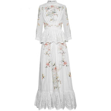 Load image into Gallery viewer, Emery Floral Embroidery Hollow out Ruffles Maxi Dresses