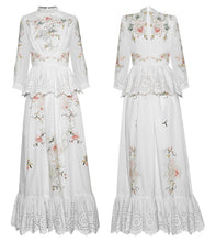Load image into Gallery viewer, Emery Floral Embroidery Hollow out Ruffles Maxi Dresses