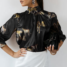 Load image into Gallery viewer, Tiger Printed Stylish Satin Blouses 5XL