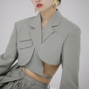 Risa Irregular Elegant Lace Up Bow knot Blazer Top