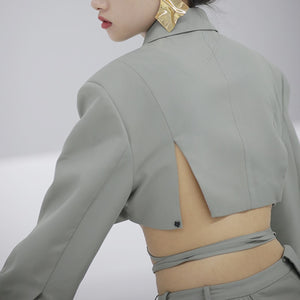 Risa Irregular Elegant Lace Up Bow knot Blazer Top