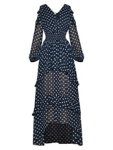 Load image into Gallery viewer, Malina V-neck Elastic waist Fashion Polka dot print Long Chiffon Dress Vestidos