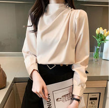 Load image into Gallery viewer, Puff Sleeve Satin Blouse