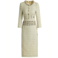Load image into Gallery viewer, Crystal  Button  Tweed Dress