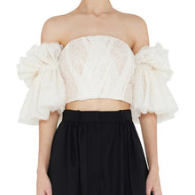 Load image into Gallery viewer, Off Shoulder Embroidery Ruffles Flare Sleeve Top