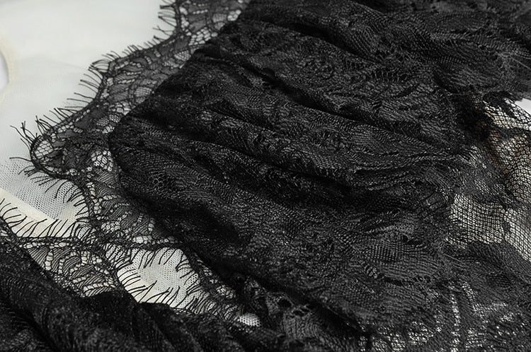 Valeria Long sleeve Lace Cascading Ruffle Vintage Mesh Dresses