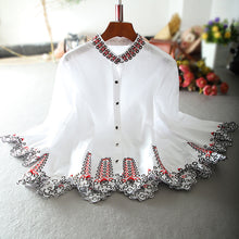 Load image into Gallery viewer, Hollowed Out Embroidered Flare Sleeve Loose A Line Ruffles Top