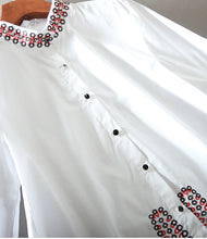 Load image into Gallery viewer, Hollowed Out Embroidered Flare Sleeve Loose A Line Ruffles Top